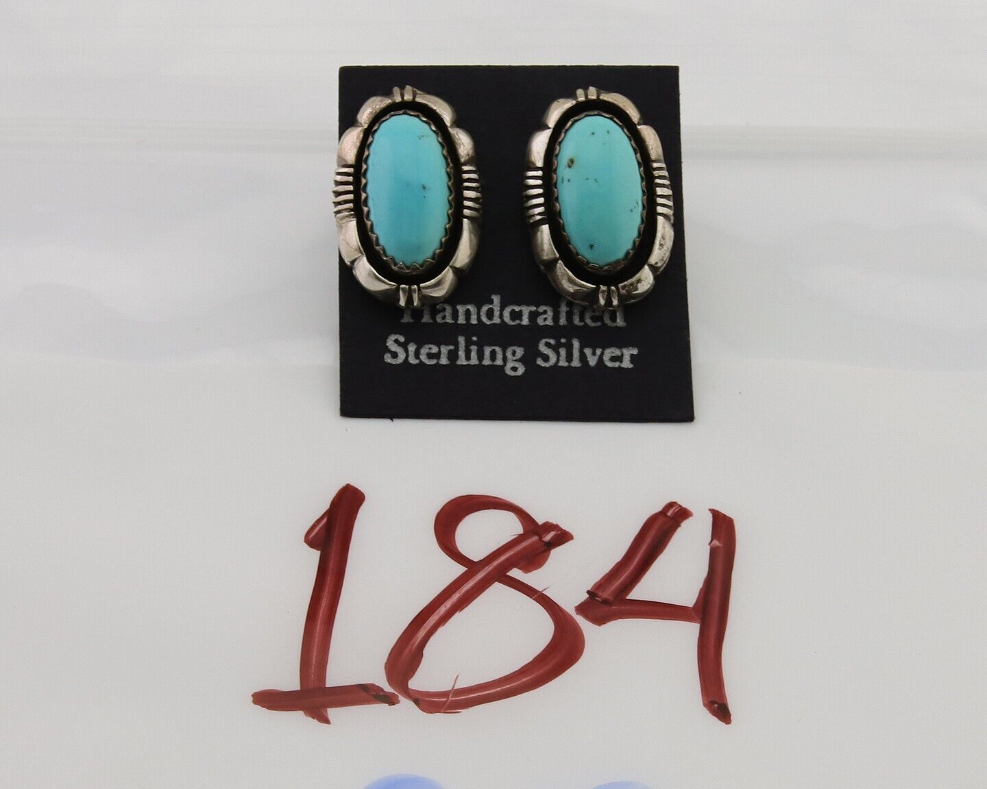 Navajo Earrings 925 Silver Inlaid Natural Turquoise Artist Signed L Yazzie C.80s