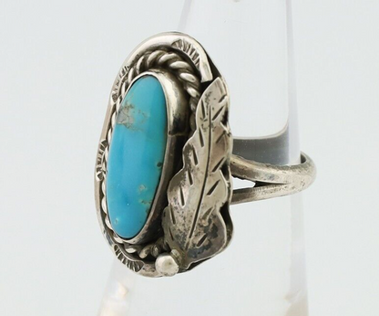 Navajo Handmade Ring 925 Silver Natural Turquoise Signed Jason Livingston C.80's