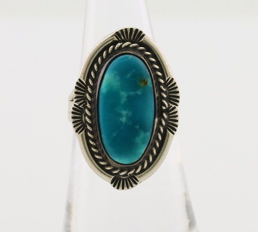 Navajo Ring 925 Silver Natural Turquoise Native American Artist C.80's