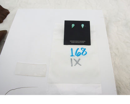 Navajo Earrings Sterling Silver Inlaid Turquoise Vintage