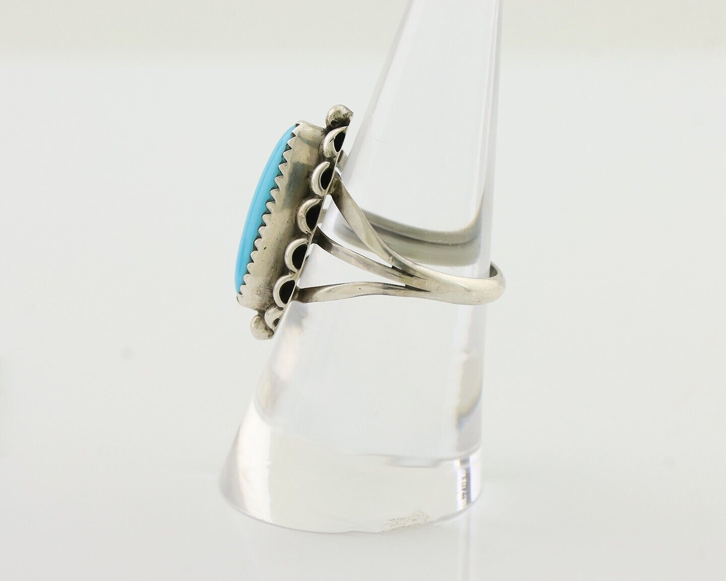 Navajo Ring 925 Silver Kingman Turquoise Artist Signed SC C.80's