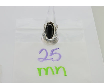 Navajo Handmade Ring 925 Silver Black Onyx Native American Artist C.80's