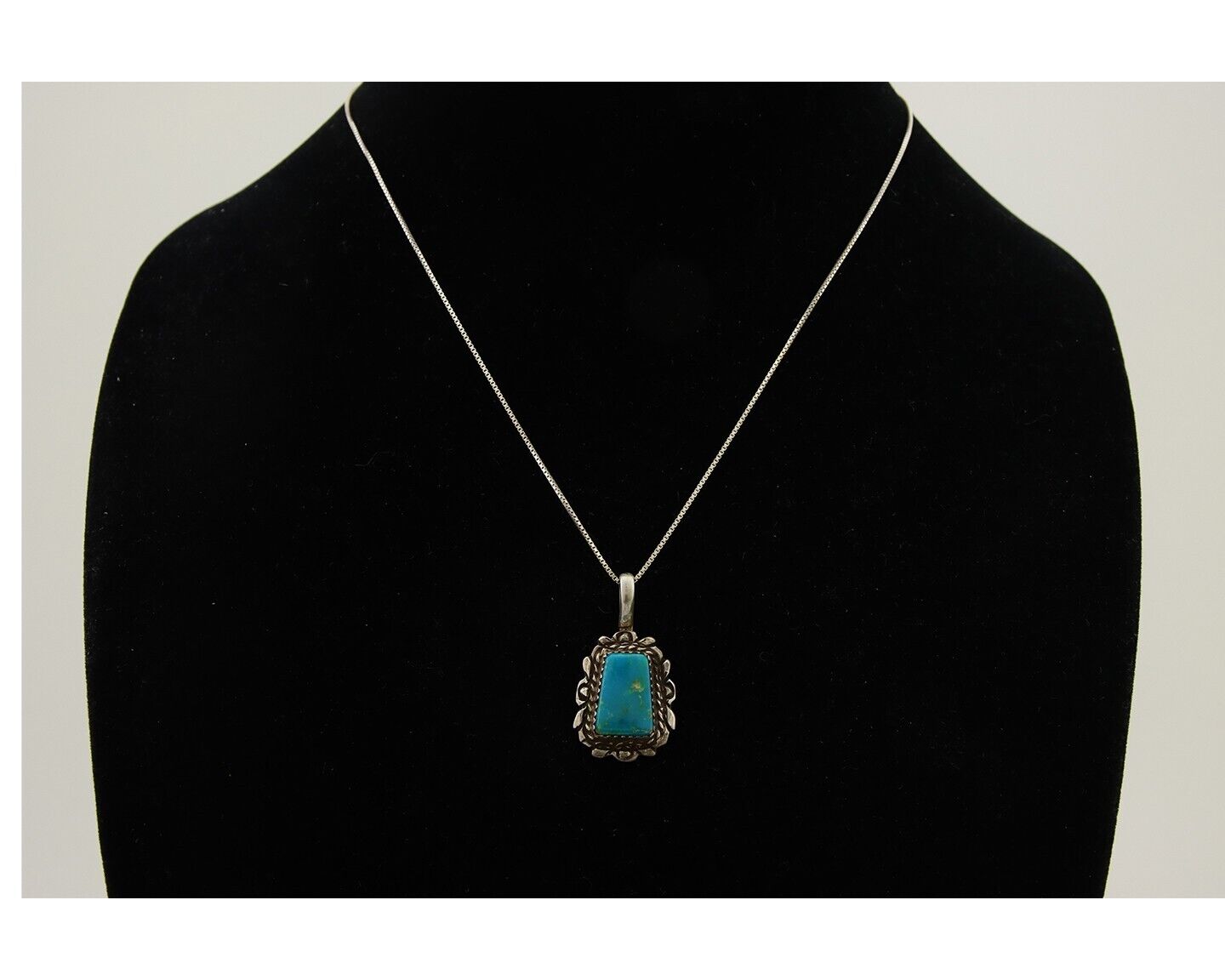 Navajo Necklace 925 Silver Natural Turquoise Artist Kee Montoya C.80's