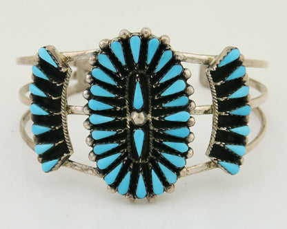 Men Navajo Bracelet 925 Silver Natural Blue Turquoise Signed Benson Yazzie C80s