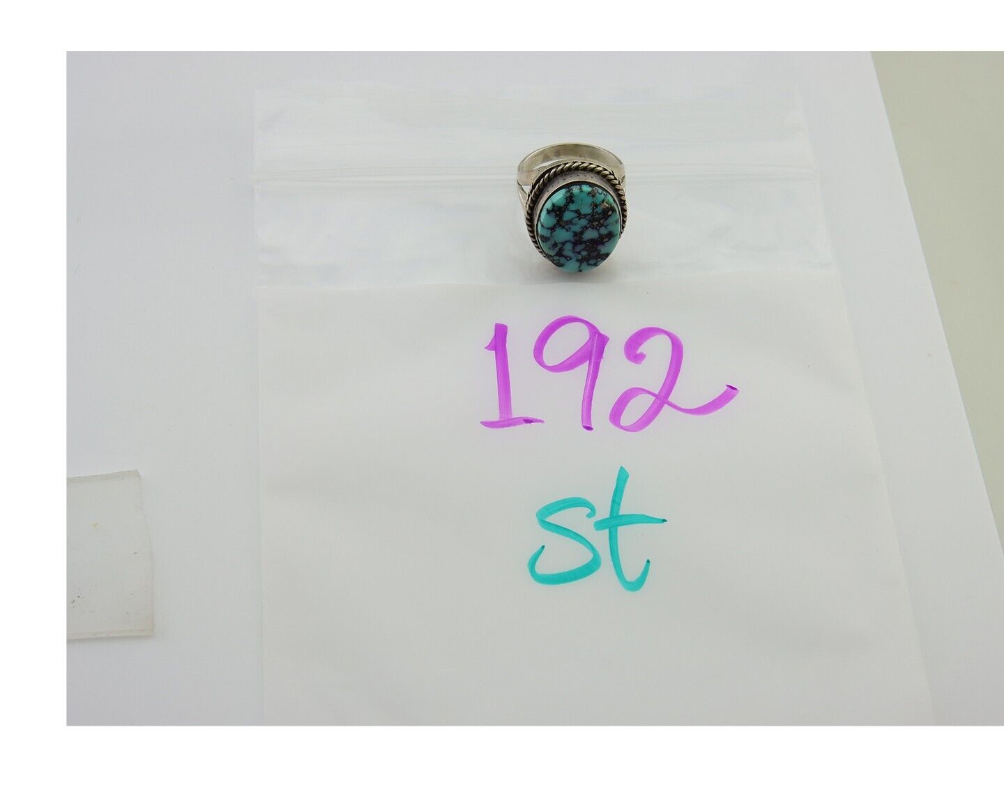 Navajo Ring 925 Sterling Silver Spiderweb Turquoise Native American Artist C.80s