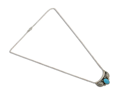 Navajo Turquoise Necklace 925 Silver Signed Eugene Belone C.80's