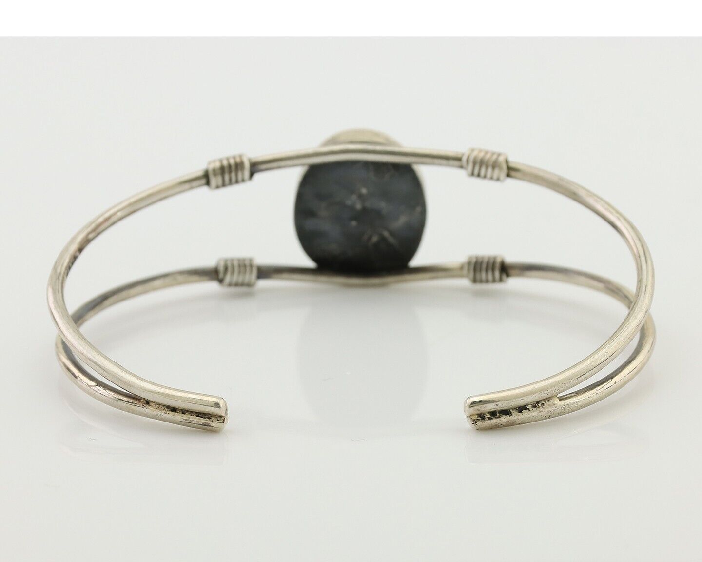Navajo Bracelet 925 Silver Natural Green Turquoise Native American Artist C.80's