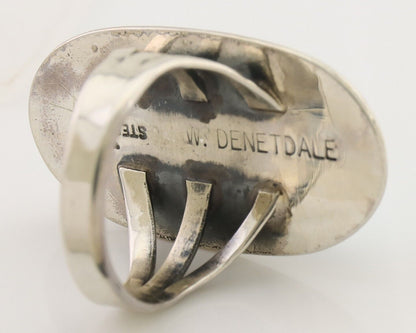 Navajo Ring 925 Silver Blue Turquoise Artist Signed William Denetdale C.80's