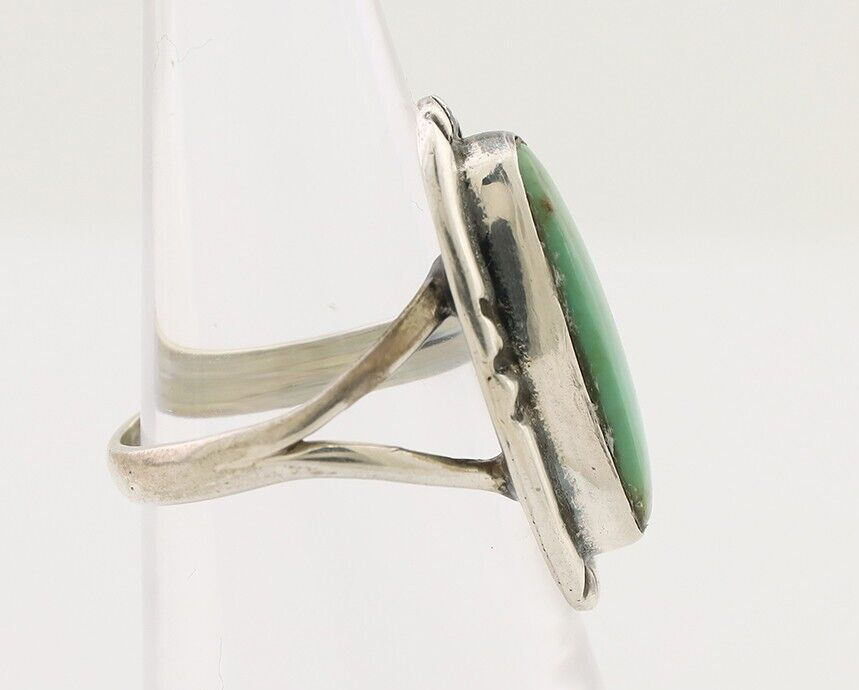 Navajo Handmade Ring 925 Silver Green Turquoise Artist Signed Kachina C.80's