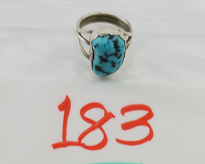 Navajo Ring 925 Silver Natural Blue Turquoise Signed Tony Guerro C.80's