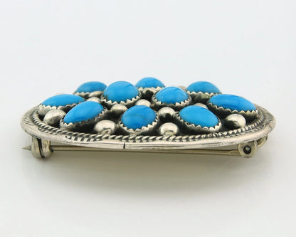 Navajo Handmade Pin Sterling Silver Turquoise Vintage Native Artist