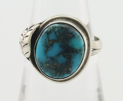Navajo Ring 925 Silver Blue Turquoise Native American Artist Signed C.80's