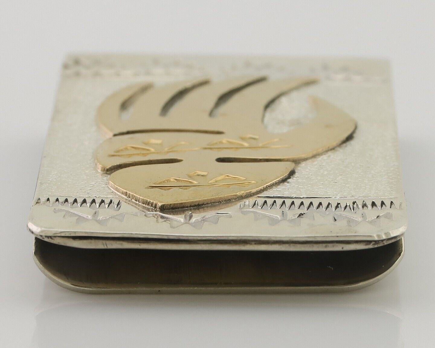 Navajo Money Clip .925 Silver Gold Plate & .999 Nickle Native Artist C.80's