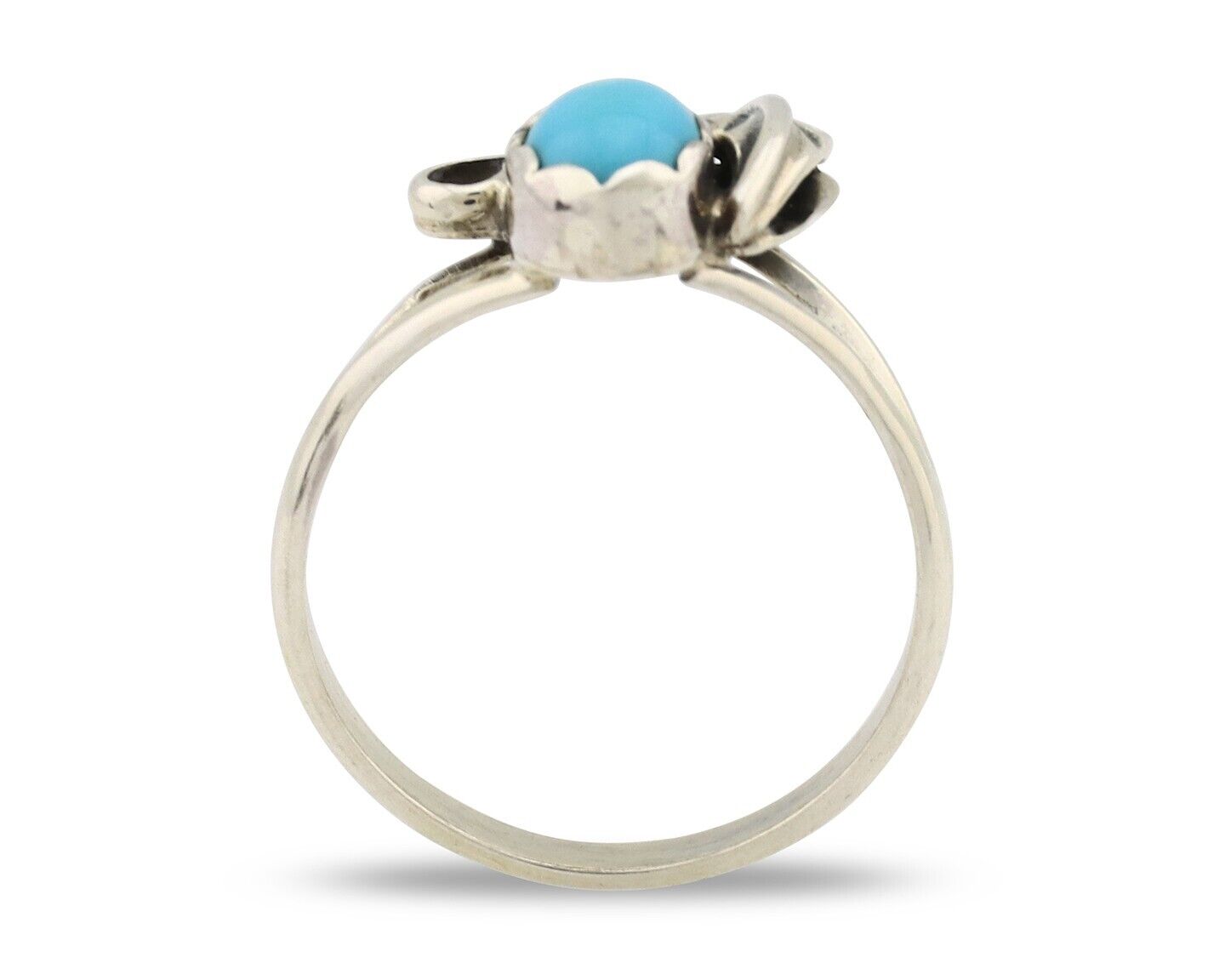 Navajo Ring .925 Silver Sleeping Beauty Turquoise Native American Artist C.80's