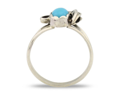 Navajo Ring .925 Silver Sleeping Beauty Turquoise Native American Artist C.80's