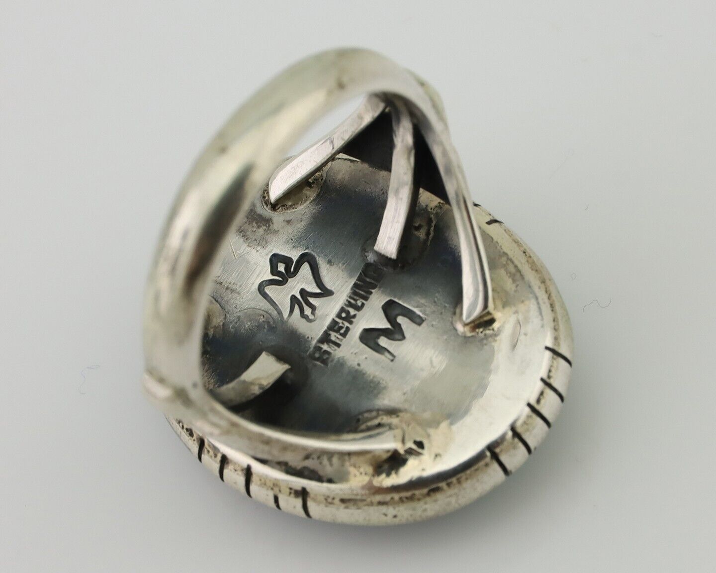 Navajo Ring 925 Silver Arizona Turquoise Signed M Montoya C.80's