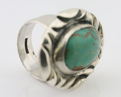 Navajo Ring 925 Silver Kingman Turquoise Native Artist Signed C Montoya C.80's