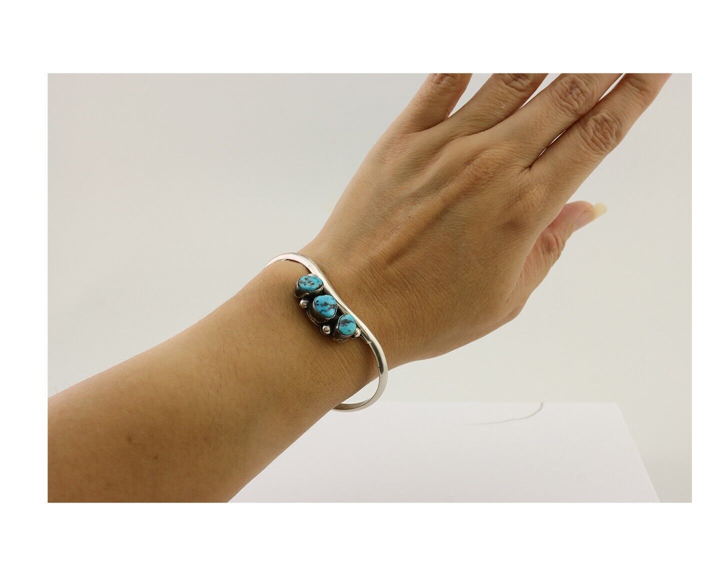 Navajo Bracelet 925 Silver Morenci Turquoise Artist Signed Frank Sandoval C.80's