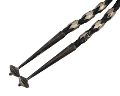 Navajo Bolo Tie 925 Silver Coral & Turquoise Signed M Broken Arrow C.80's