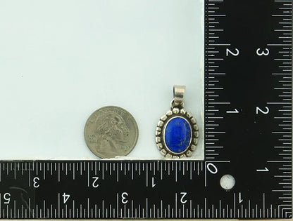 Navajo Pendant 925 Sterling Silver Natural Lapis Vintage Signed Rabbit Stick