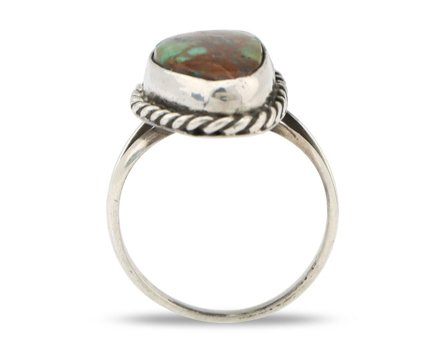 Navajo Ring 925 Silver Natural Turquoise Artist Signed Rabbit Stick C.80's