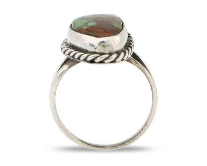 Navajo Ring 925 Silver Natural Turquoise Artist Signed Rabbit Stick C.80's
