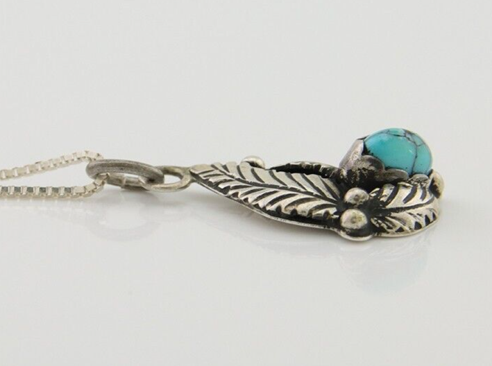 Navajo Necklace 925 Silver Natural Blue Turquoise Artist Signed Yazzie C.80's