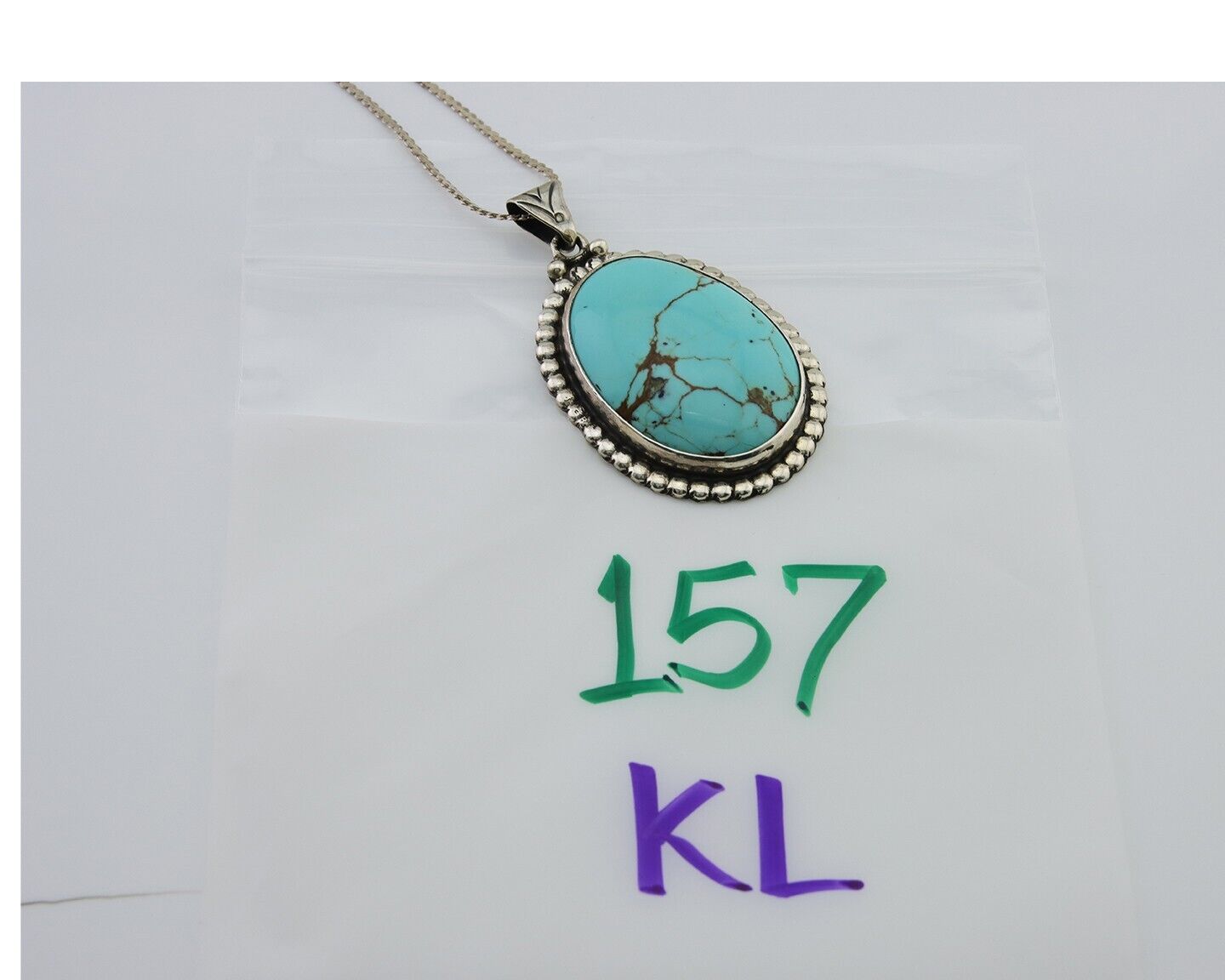 Navajo Necklace 925 Silver Natural Blue Turquoise Artist Signed M Montoya C.80's