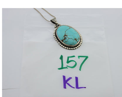 Navajo Necklace 925 Silver Natural Blue Turquoise Artist Signed M Montoya C.80's