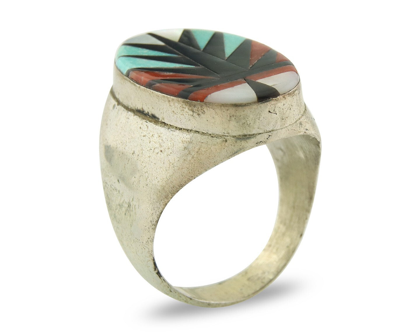 Vintage Zuni Ring 925 Sterling Authentic Natural Gemstone Handmade Size 11.5
