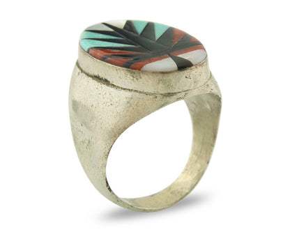 Vintage Zuni Ring 925 Sterling Authentic Natural Gemstone Handmade Size 11.5