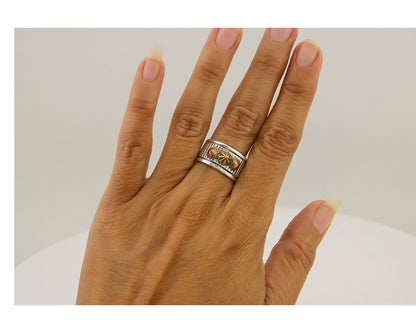 Navajo Handmade Ring 925 Silver & Gold Signed Kee Nataani C.80's