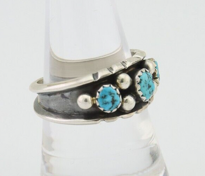 Navajo Ring 925 Silver Natural Blue Turquoise Native American Artist C.80's