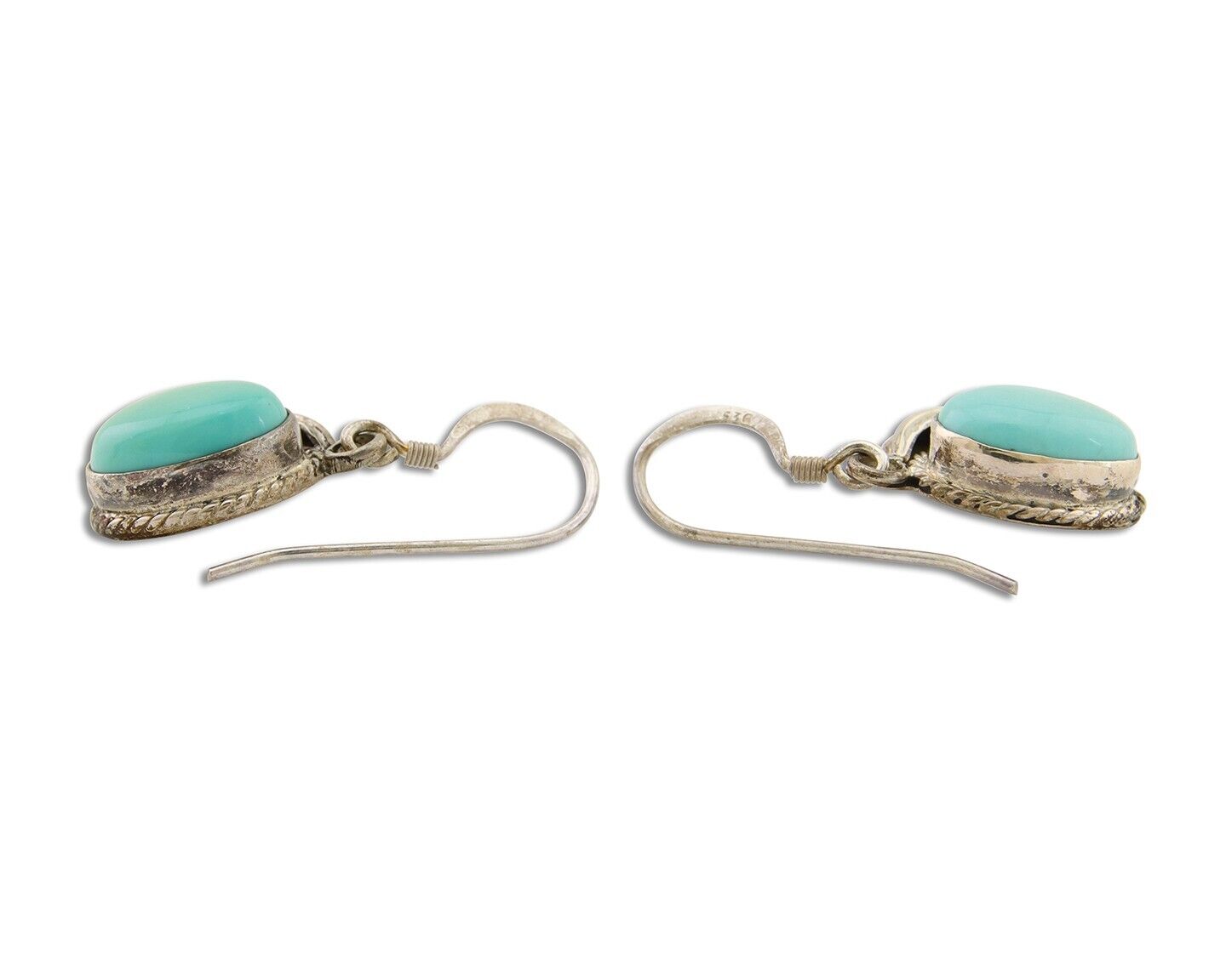 Navajo Dangle Earrings 925 Silver Blue Turquoise Native American Artist C.80's