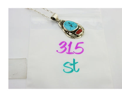 Navajo Necklace 925 Silver Spiderweb Turquoise Artist Signed Teepee on Hill C80s