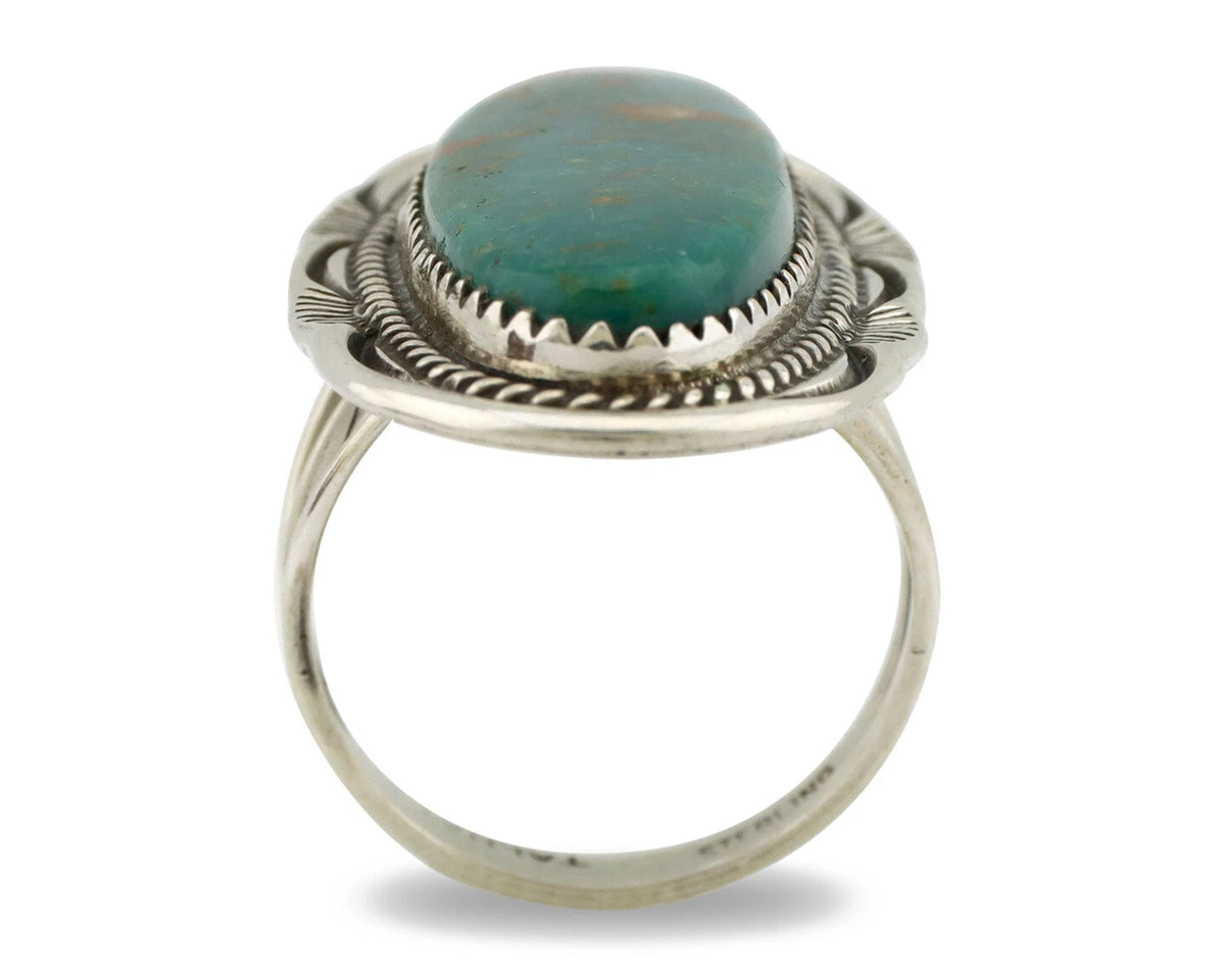 Navajo Ring .925 Silver Blue Southwest Turquoise Artist Talhat C.80's