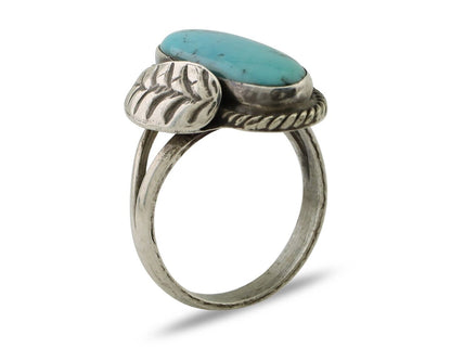 Navajo Handmade Ring 925 Silver Natural Turquoise Native American Artist C.80's