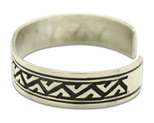 Mens's Navajo Bracelet 925 Silver Artist Signed Thomas Singer Cuff Made 1980's
