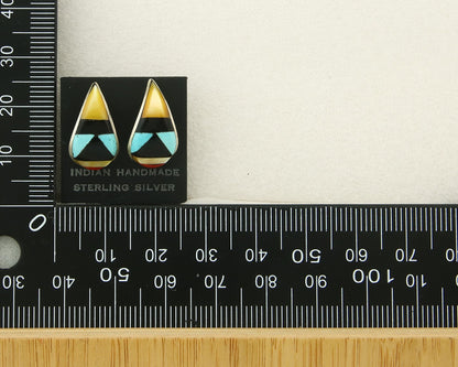 Navajo Earrings 925 Silver Natural Gemstone Native American Artist C.80's