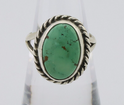Navajo Ring 925 Silver Natural Green Turquoise Native American Artist C.80's