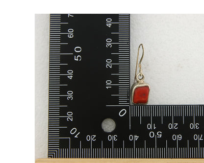 Navajo Earrings 925 Silver Natural Coral Native American Artist C.80's