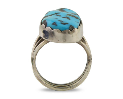 Navajo Ring 925 Sterling Silver Natural Turquoise Signed Tony Guerro C.80's
