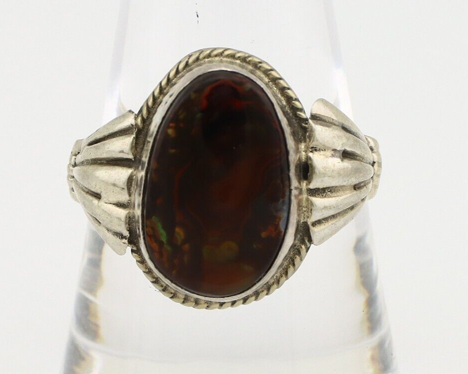 Navajo Handmade Ring 925 Silver Natural High Grade Fire Opal Native Artist C.80s