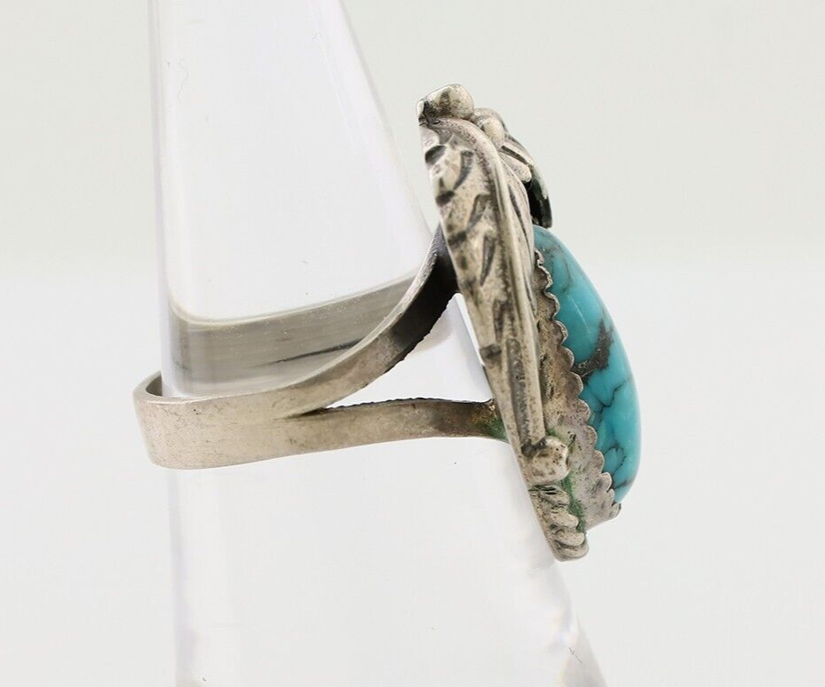 Navajo Handmade Ring 925 Silver Blue Turquoise Native American Artist C.80's