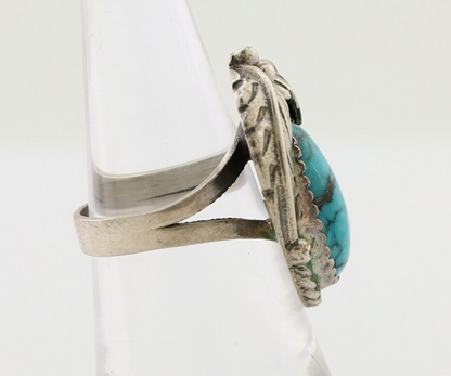 Navajo Handmade Ring 925 Silver Blue Turquoise Native American Artist C.80's