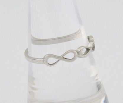 Infinity Heart Promise Ring 925 Solid Silver Size 8.25
