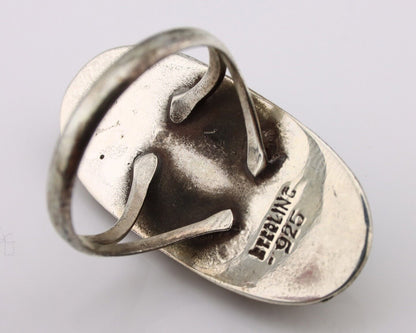 Navajo Ring 925 Silver Natural Kingman Turquoise Native American Artist C.80's