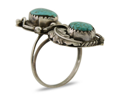Navajo Ring 925 Silver Natural Blue Turquoise Native American Artist C.80's