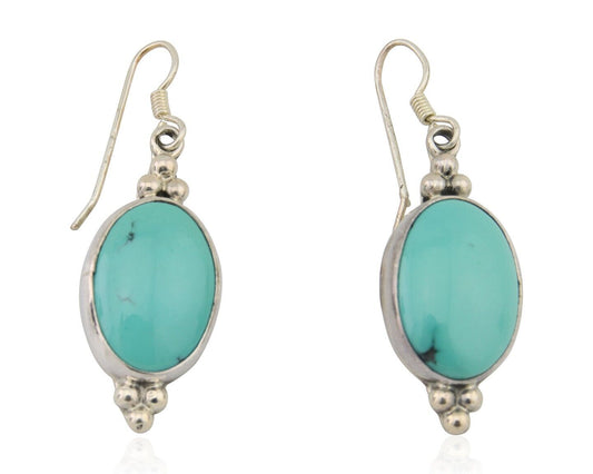 Navajo Dangle Earrings 925 Natural Turquoise Native Inca Mfg C.80's