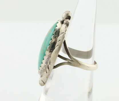 Navajo Ring 925 Silver Natural Spiderweb Turquoise Native American Artist C.80's